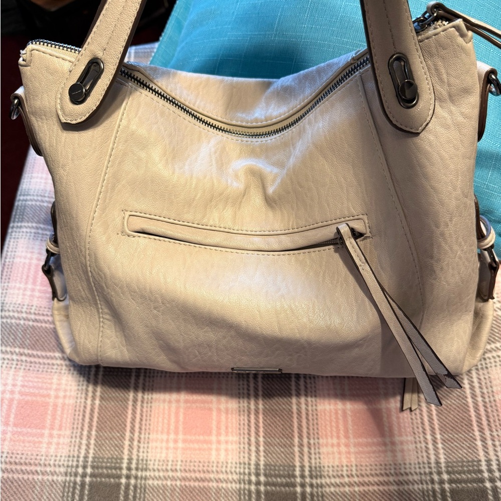 Jessica Simpson Gray Frankie Hobo Bag with Leopard Lining with matching wallet